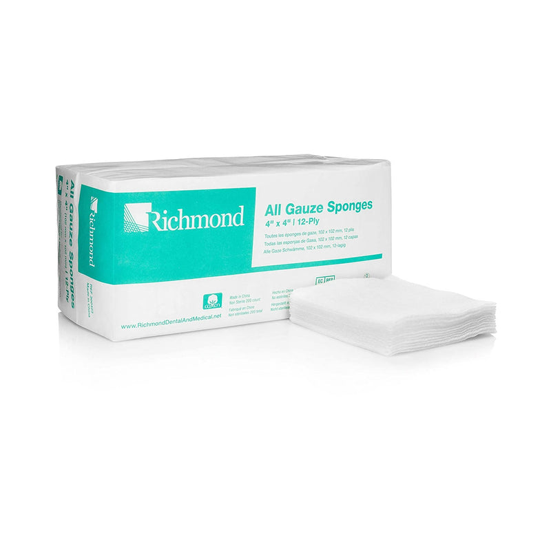 All Gauze NonSterile Gauze Sponge, 4 x 4 Inch, 1 Box of 200 (General Wound Care) - Img 1