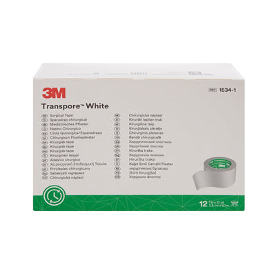 3M™ Transpore™ Plastic Medical Tape, 1 Inch x 10 Yard, White, 1 Box of 12 (General Wound Care) - Img 2