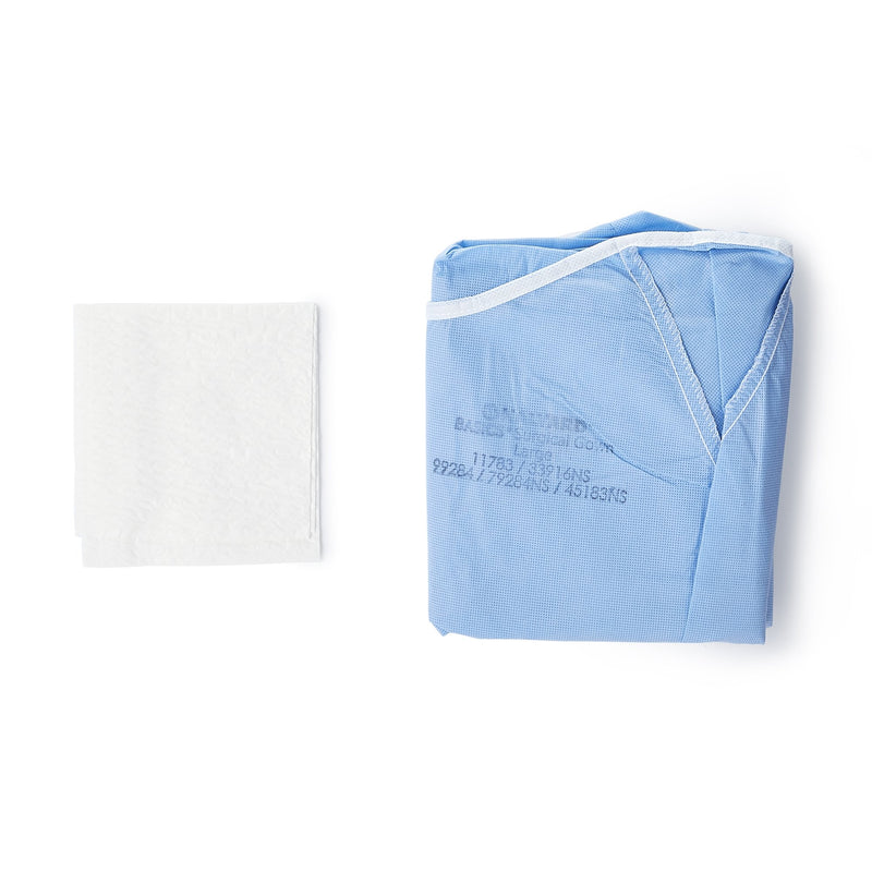 Halyard Basics Non-Reinforced Surgical Gown with Towel, Large, Blue, 1 Case of 20 (Gowns) - Img 4