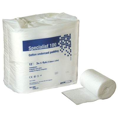 Specialist® 100 White Cotton Undercast Cast Padding, 3 Inch x 4 Yard, 1 Bag of 12 (Casting) - Img 1