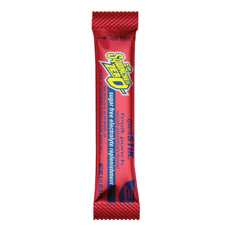 Sqwincher® Quik Stik® Zero Fruit Punch Electrolyte Replenishment Drink Mix, 0.11 oz. Packet, 1 Case of 500 () - Img 1