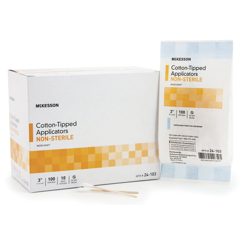 McKesson Nonsterile Cotton-Tip Swabsticks, 3 Inch, 1 Box of 10 (General Wound Care) - Img 6