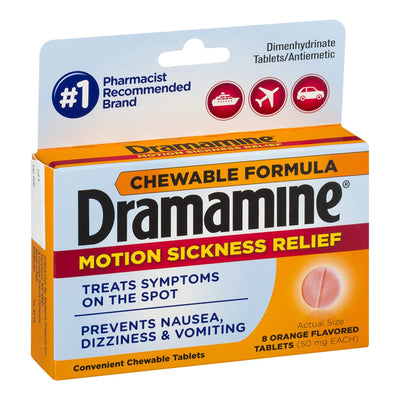 Dramamine® Dimenhydrinate Nausea Relief, 1 Box of 8 (Over the Counter) - Img 2