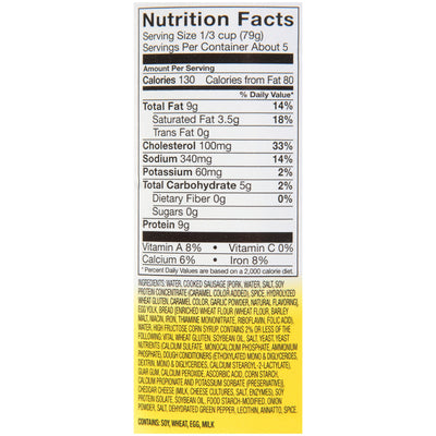 Thick-It® Purees Omelet with Sausage and Cheddar Cheese Thickened Food, 15-ounce Can, 1 Case of 12 (Nutritionals) - Img 2