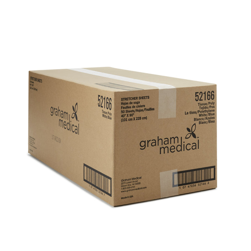 Graham Medical Blue / White Flat Stretcher Sheet, 40 x 90 Inch, 1 Case of 50 (Sheets) - Img 4