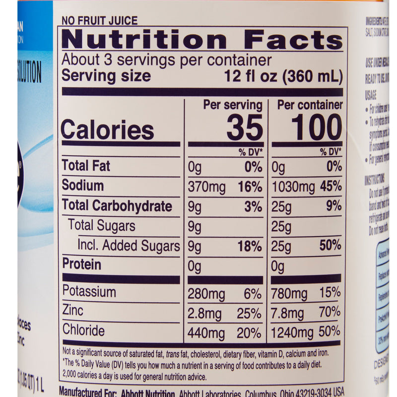 Pedialyte® Fruit Pediatric Oral Electrolyte Solution, 1 Liter Bottle, 1 Case of 8 () - Img 4