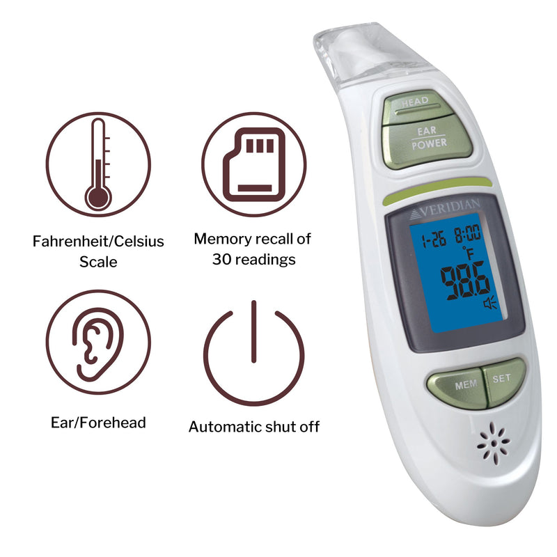 Veridian Infrared Thermometer, Tympanic Ear Digital Talking Thermometer, 1 Case of 24 (Thermometers) - Img 8