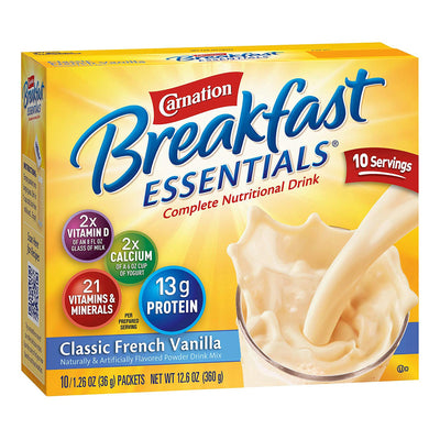 Carnation Breakfast Essentials® Vanilla Oral Supplement, 1.26 oz. Packet, 1 Box of 10 (Nutritionals) - Img 1