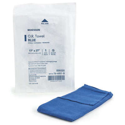 McKesson Blue Sterile O.R. Towel, 17 x 27 Inch, 1 Case of 80 (Procedure Towels) - Img 1