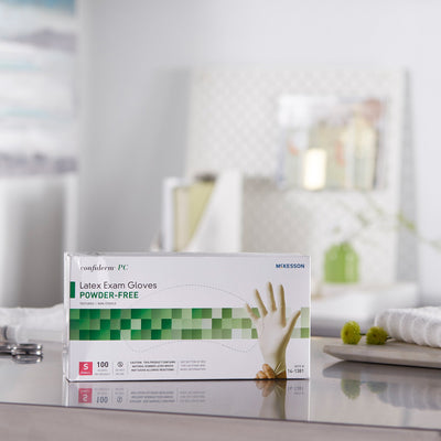 McKesson Confiderm® Latex Exam Glove, Small, Ivory, 1 Box of 100 () - Img 7