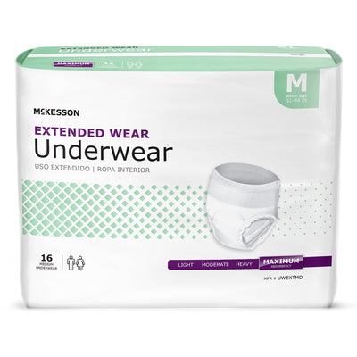 McKesson Extended Wear Maximum Absorbent Underwear, Medium, 1 Bag of 16 () - Img 1