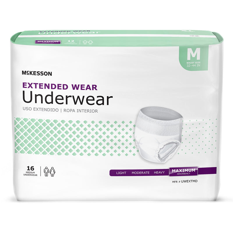 McKesson Extended Wear Maximum Absorbent Underwear, Medium, 1 Bag of 16 () - Img 1