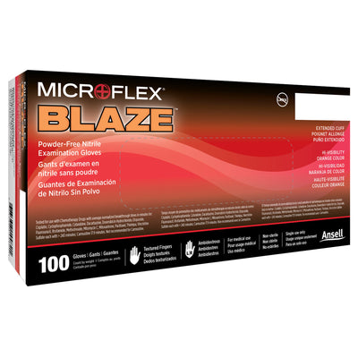 Microflex® Blaze® Nitrile Exam Glove, Extra Large, Orange, 1 Box of 100 () - Img 2