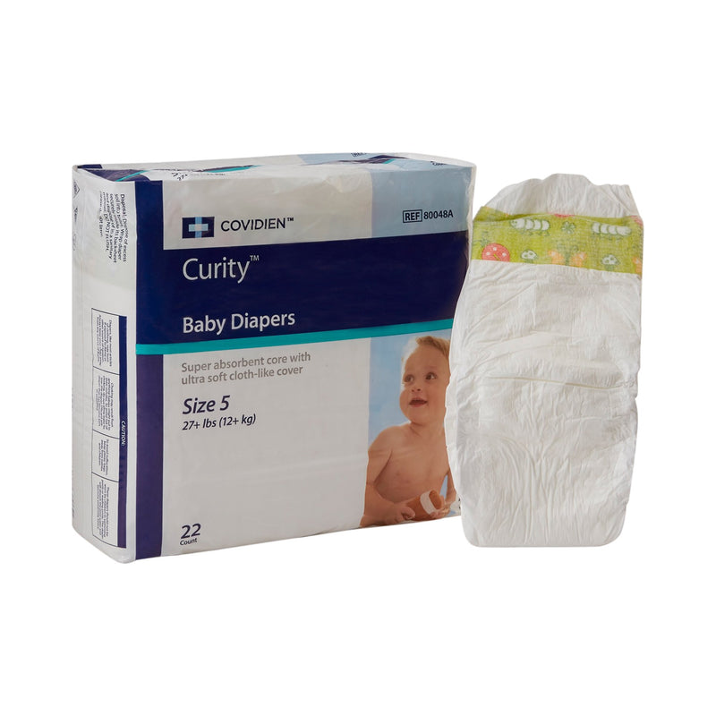 Curity Unisex Baby Diapers, Heavy Absorbency, Disposable, Size 5, 27+ lbs, 1 Case of 176 () - Img 1