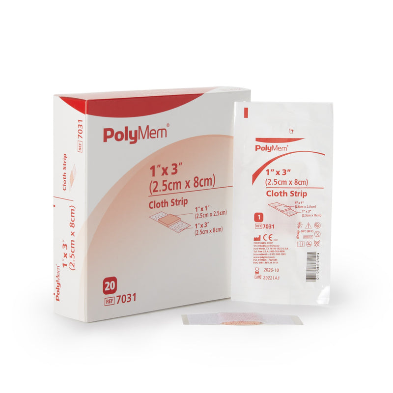 PolyMem® Pink / White Adhesive Strip, 1 x 3 Inch, 1 Each (General Wound Care) - Img 1