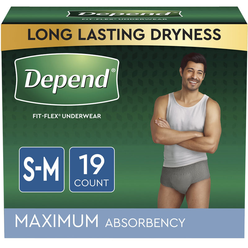 Depend FIT-FLEX Absorbent Underwear for Men, Small/Medium, Pull-On, Gray, Disposable, 1 Case of 38 () - Img 5