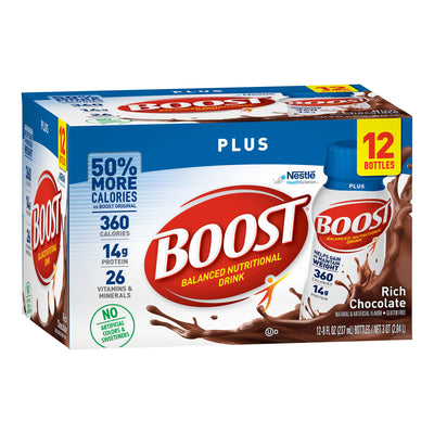 Boost® Plus Chocolate Oral Supplement, 8 oz. Bottle, 1 Pack of 12 (Nutritionals) - Img 1