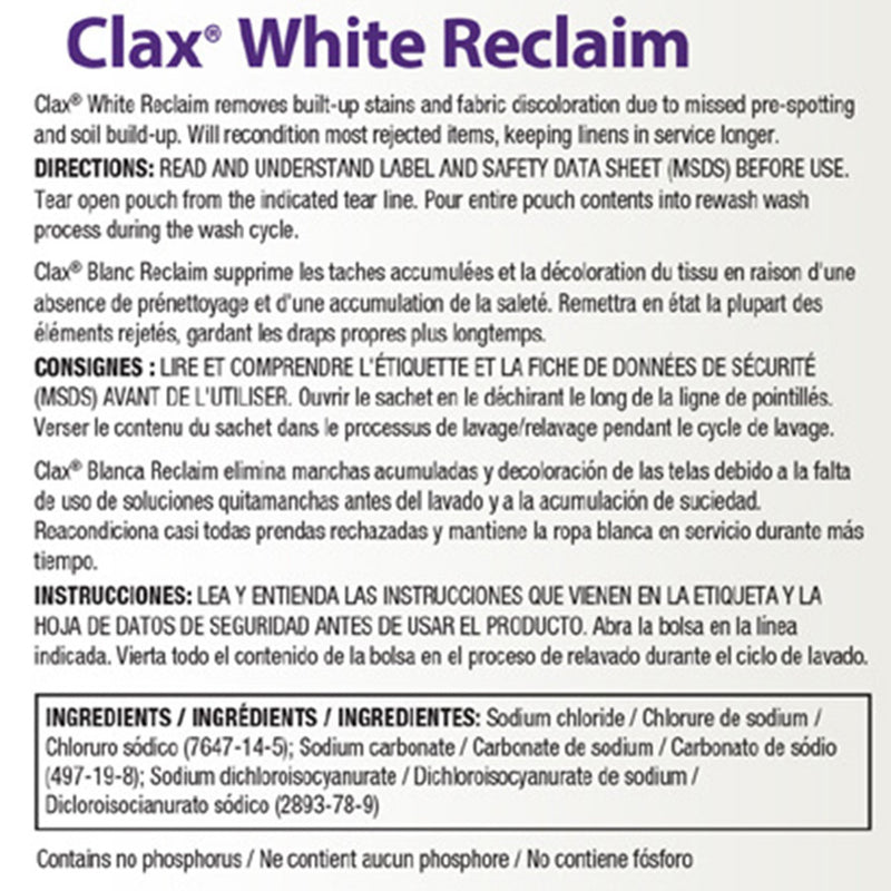 CHLORINE, LAUNDRY CLAX MAGIC WHT RECLAIM 1LB (12/CS) (Detergents) - Img 2