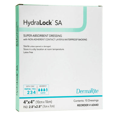 HydraLock™ Super Absorbent Dressing, 4 x 4 Inch, 1 Box of 10 (Advanced Wound Care) - Img 1