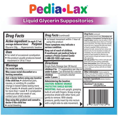 Pedia-Lax® Glycerin Laxative, 1 Box of 6 (Over the Counter) - Img 2