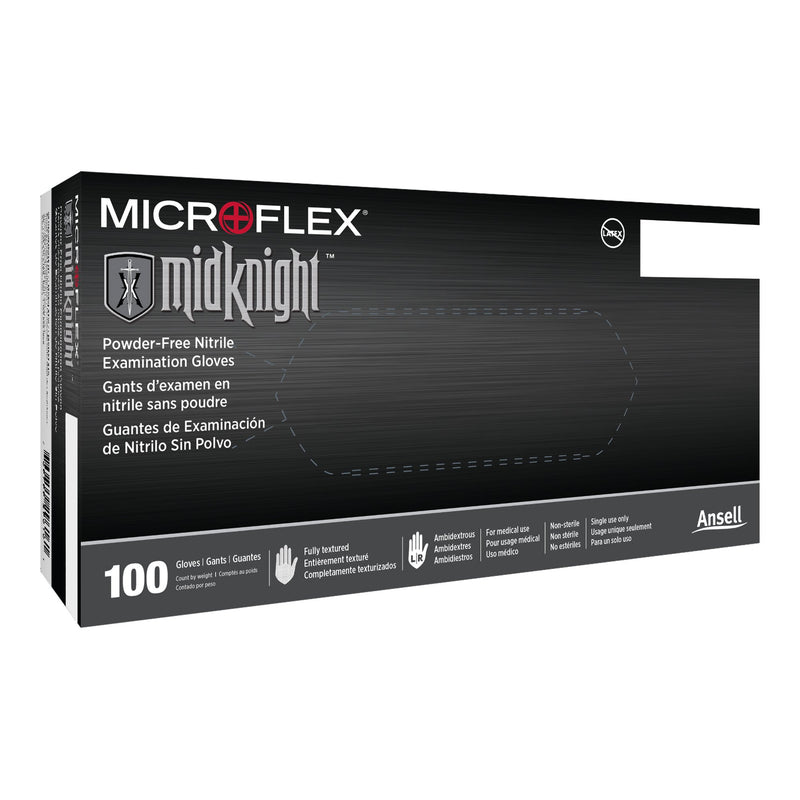 Microflex® MidKnight™ Exam Glove, Large, Black, 1 Case of 10 () - Img 1