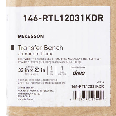 McKesson Aluminum Transfer Bench with Reversible Back, 1 Each (Transfer Equipment) - Img 3