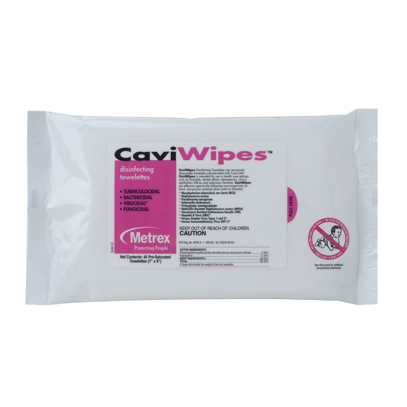 Metrex CaviWipes Surface Disinfectant Alcohol-Based Wipes, Non-Sterile, Disposable, Alcohol Scent, Soft Pack, 7 X 9 Inch, 1 Case of 20 (Cleaners and Disinfectants) - Img 1