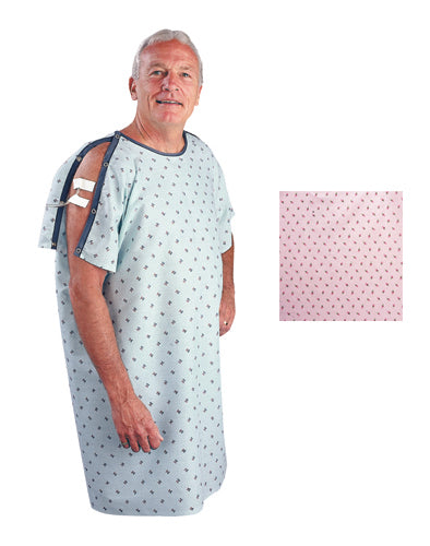 Patient I.V. Gown Pink Rosebud Print (Reusable Patient Exam Gowns) - Img 1