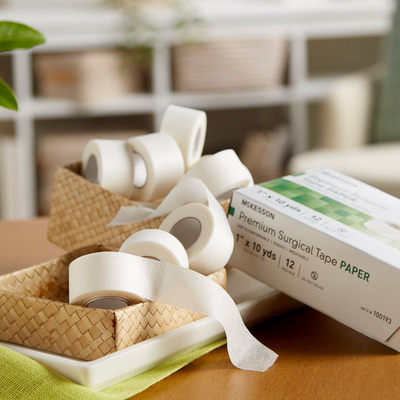 McKesson Paper Medical Tape, 1/2 Inch x 10 Yard, White, 1 Case of 240