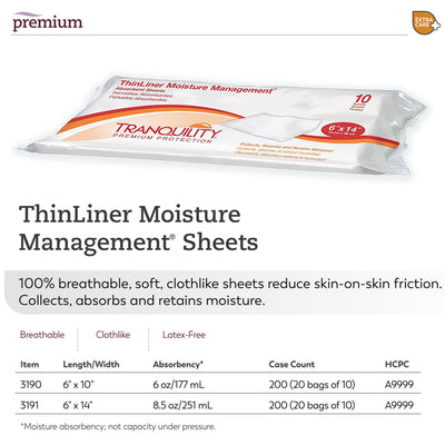 Tranquility ThinLiner® Skin Fold Pad, 6 x 14 Inch, 1 Case of 200 (Skin Care) - Img 3