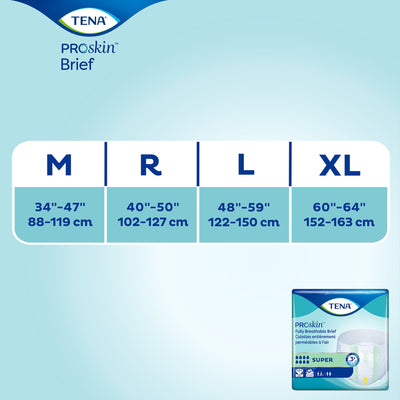 TENA Super Adult Heavy-Absorbent Incontinence Brief, X-large, 60" to 64" Waist / Hip, 1 Bag of 15 () - Img 5