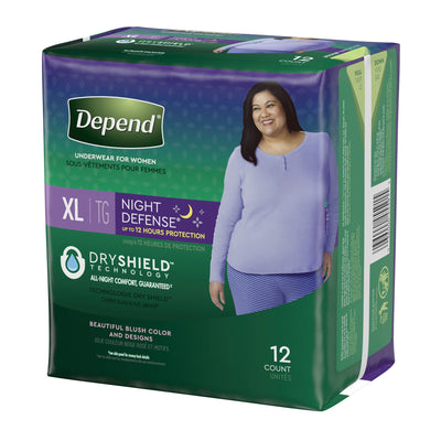 Depend® Night Defense® Maximum Absorbent Underwear, Extra Large, 1 Pack of 12 () - Img 2