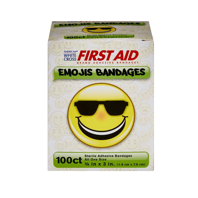 American® White Cross First Aid Emojis Kid Design Adhesive Strip, ¾ x 3 Inch, 1 Case of 12 (General Wound Care) - Img 2