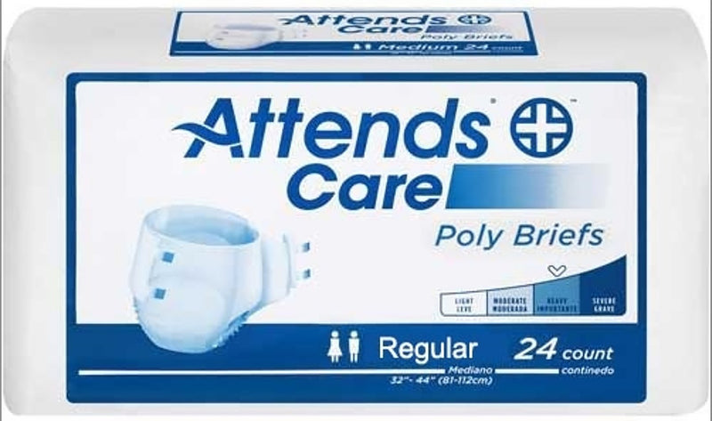 Attends® Care Adult Moderate-Absorbent Incontinence Brief, Regular, White, 1 Bag of 24