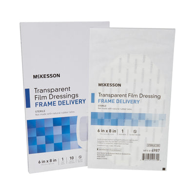 McKesson Octagonal Sterile Dressing with Frame-Style Delivery, 6 x 8 Inch, Transparent, 1 Box of 10 (Advanced Wound Care) - Img 7