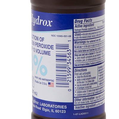 Hydrox Hydrogen Peroxide Antiseptic, 8 oz. Bottle, 1 Case of 12 (Over the Counter) - Img 2