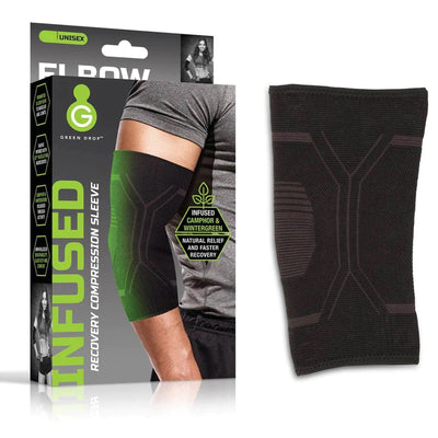 Green Drop Elbow Brace - Infused Compression Sleeve, L/XL, 1 Box of 48 (Immobilizers, Splints and Supports) - Img 1
