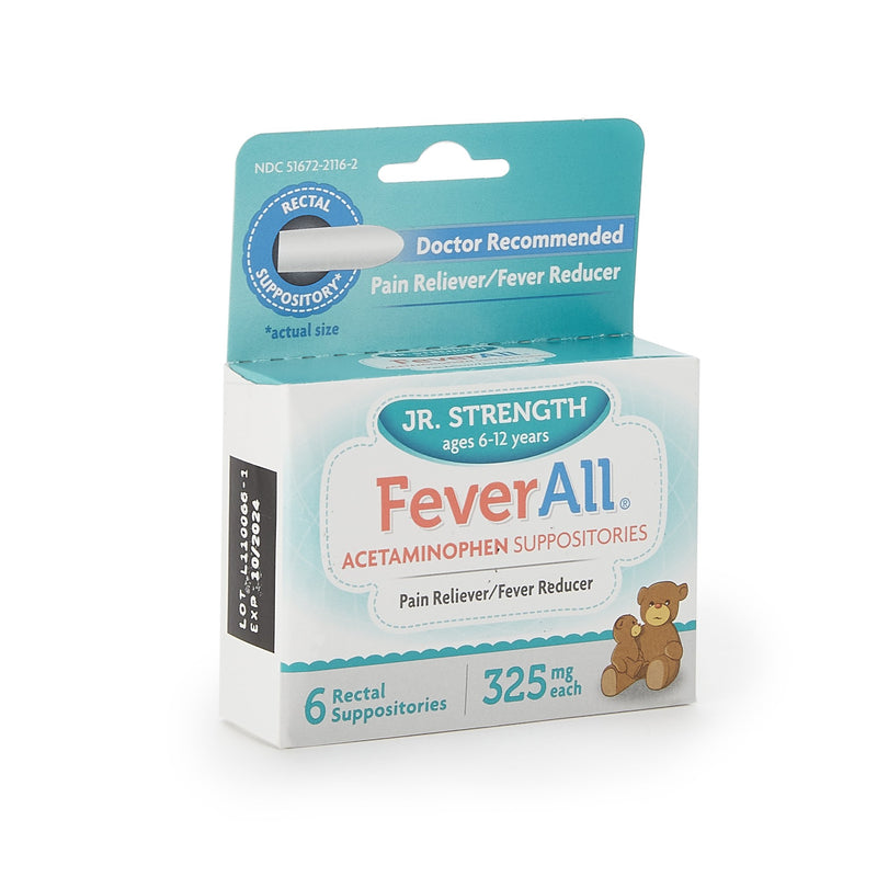 FeverAll® Acetaminophen Rectal Suppository, 1 Box of 6 (Over the Counter) - Img 2