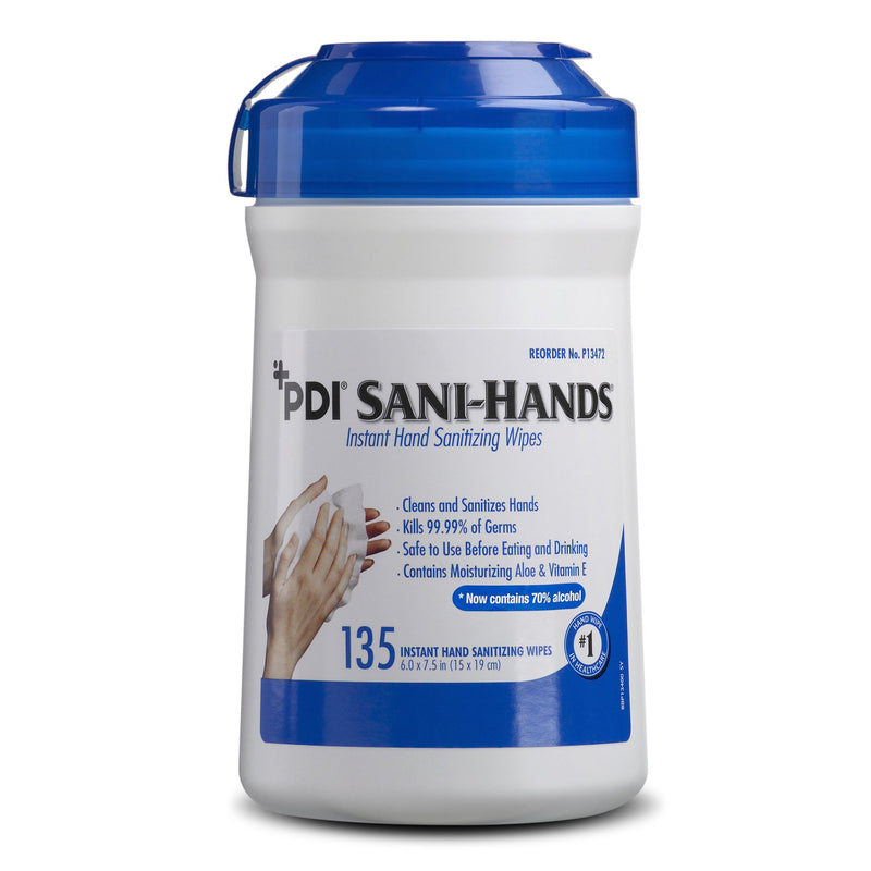 Sani-Hands Hand Sanitizing Wipes, Ethyl Alcohol, Canister, Unscented, 6 X 7.5 Inch, 1 Canister (Skin Care) - Img 1