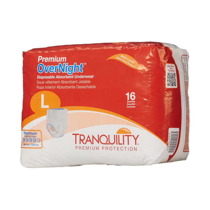 Tranquility® Premium OverNight™ Absorbent Underwear, Large, 1 Bag of 16 () - Img 1