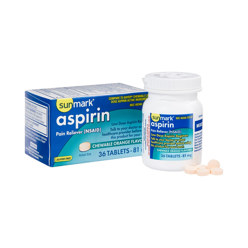 sunmark® Low Dose Aspirin Pain Relief, 1 Box of 36 (Over the Counter) - Img 1