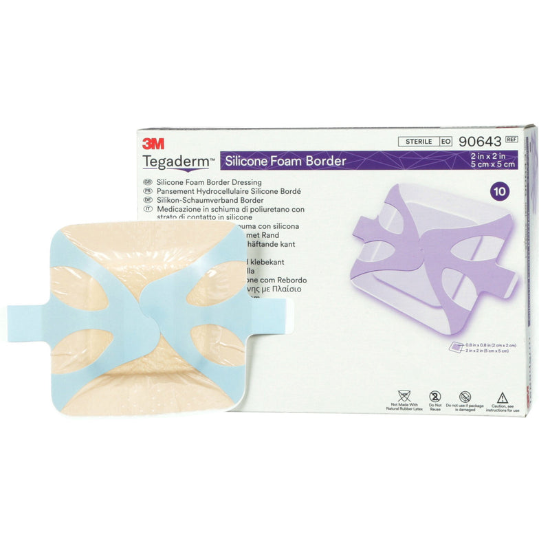 3M™ Tegaderm™ Silicone Foam Dressing, 2 x 2 Inch, 1 Box of 10 (Advanced Wound Care) - Img 1