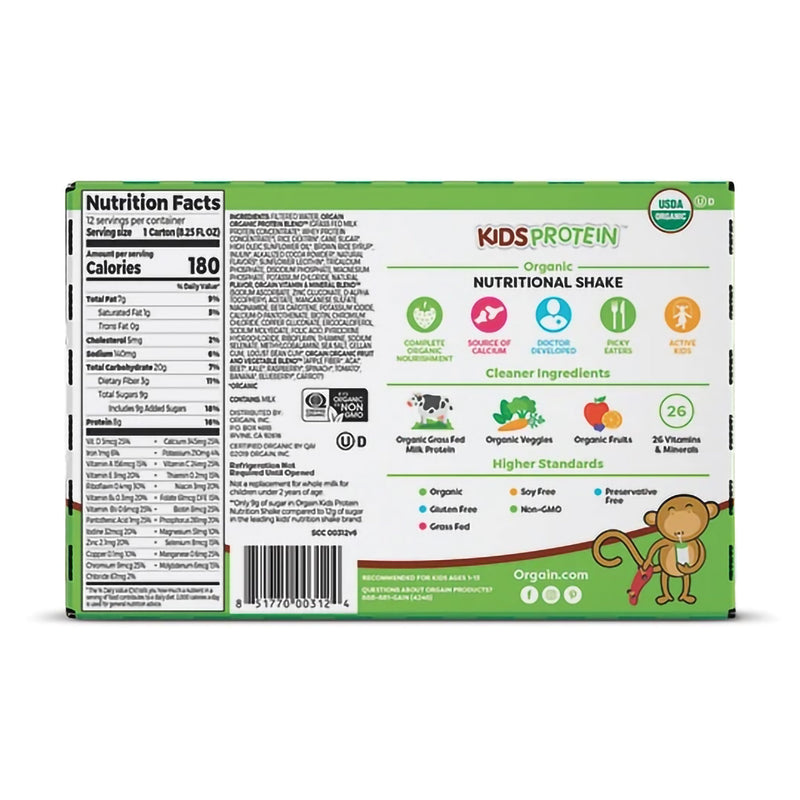 Orgain® Kids® Protein Organic Nutritional Shake Chocolate Pediatric Oral Supplement, 8.25 oz. Carton, 1 Case of 12 () - Img 3