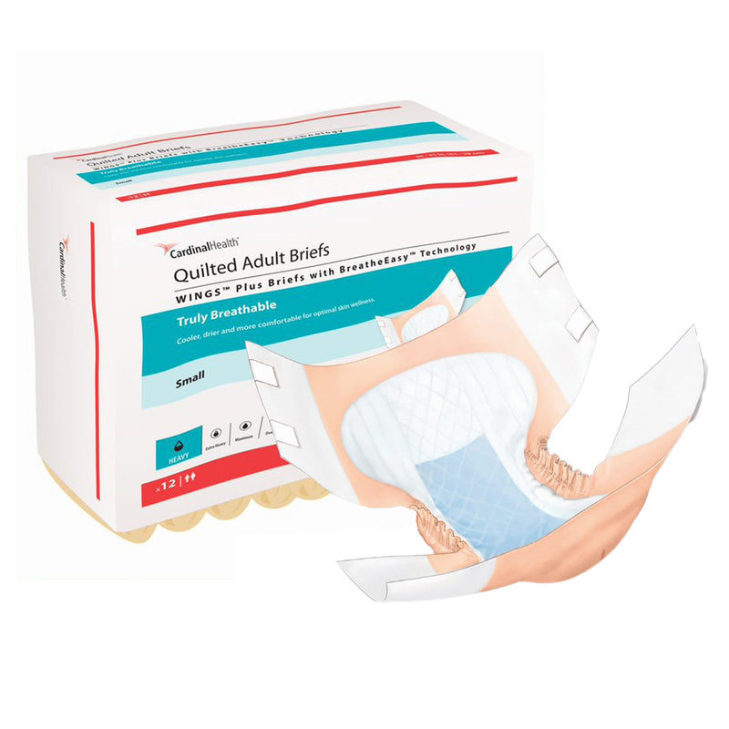 Wings™ Quilted Plus with BreatheEasy™ Technology Incontinence Brief, Small, 1 Bag of 12 () - Img 1