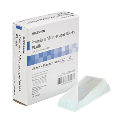 McKesson Premium Plain Microscope Slide, 25 x 75 mm, 1 Box of 72 (Laboratory Glassware and Plasticware) - Img 1