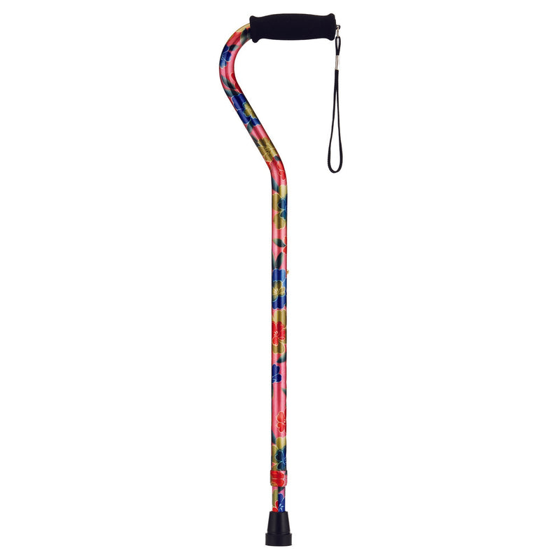 CANE, OFFSET W/STRAP PINK GARDEN (12/CS) (Mobility) - Img 1