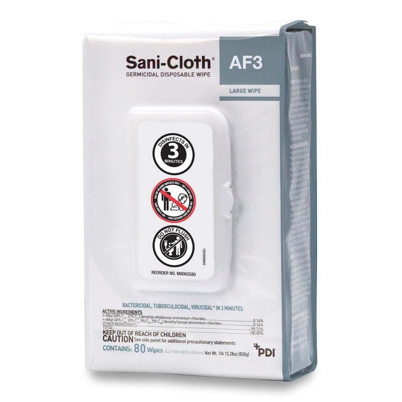 Sani-Cloth® AF3 Surface Disinfectant Cleaner, 80 Count Portable Pack, 1 Pack of 80 (Cleaners and Disinfectants) - Img 1