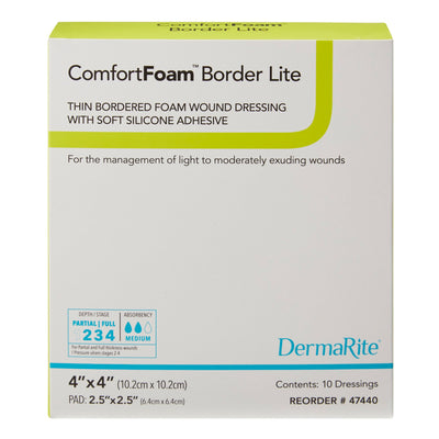 ComfortFoam™ Border Lite Silicone Adhesive with Border Thin Silicone Foam Dressing, 4 x 4 Inch, 1 Box of 10 (Advanced Wound Care) - Img 2