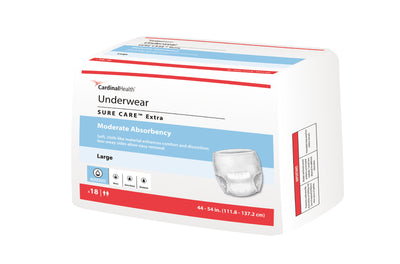 Simplicity Unisex Adult Disposable Underwear, Moderate Absorbency, White, Large, 44 to 54 Inch Waist, 1 Case of 72 () - Img 3