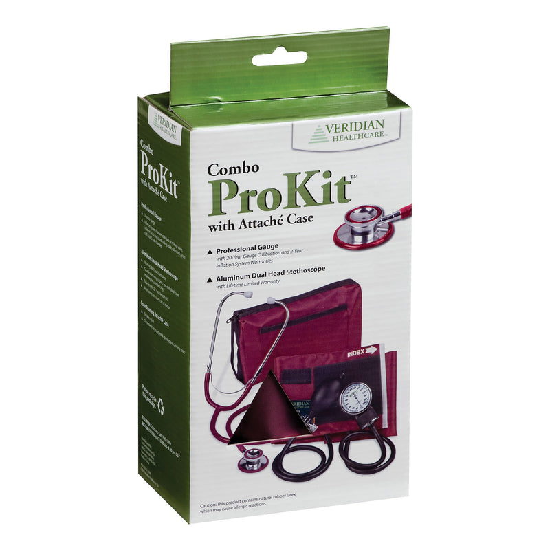 Combo ProKit™ Aneroid Sphygmomanometer Unit with Stethoscope, Burgundy, 1 Each (Blood Pressure) - Img 2